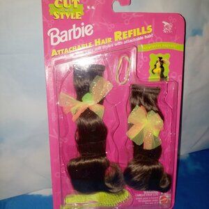 Brunette Vintage 1994 Cut and Style Barbie Attachable Hair Refills Set  New/NOS